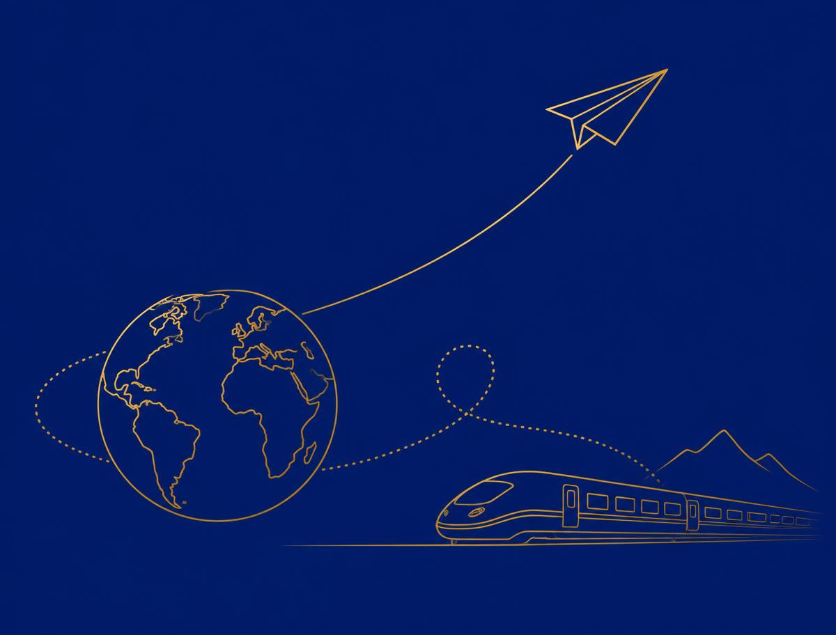 Minimal line-art travel illustration